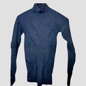 LACOSTE Grey  Ribbed Mock Neck  Stretch Ski Sweater with Metal Logo  Sz  EU 36